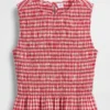 Smoklu Gingham Kısa Peplum Üst