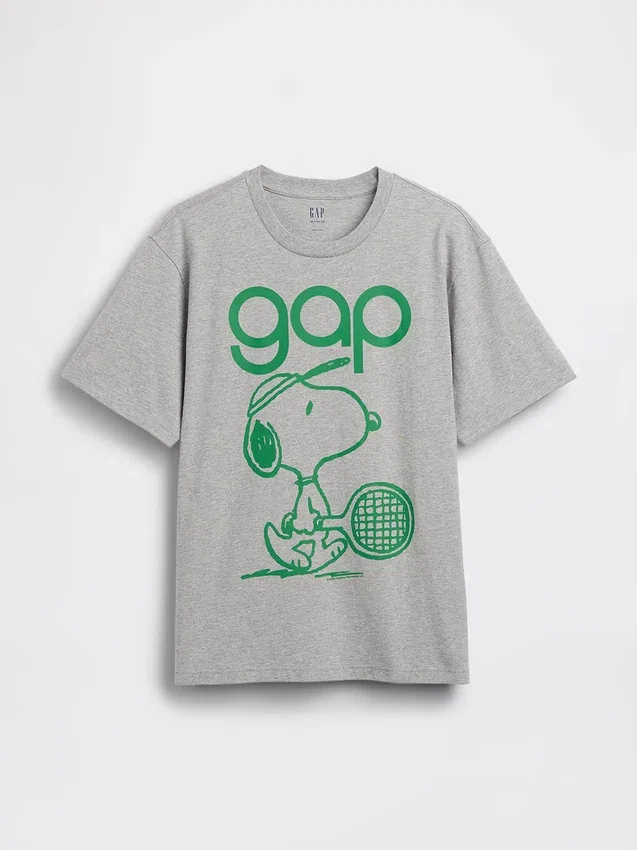 Snoopy Logolu Rahat Kesim Grafik Tişört