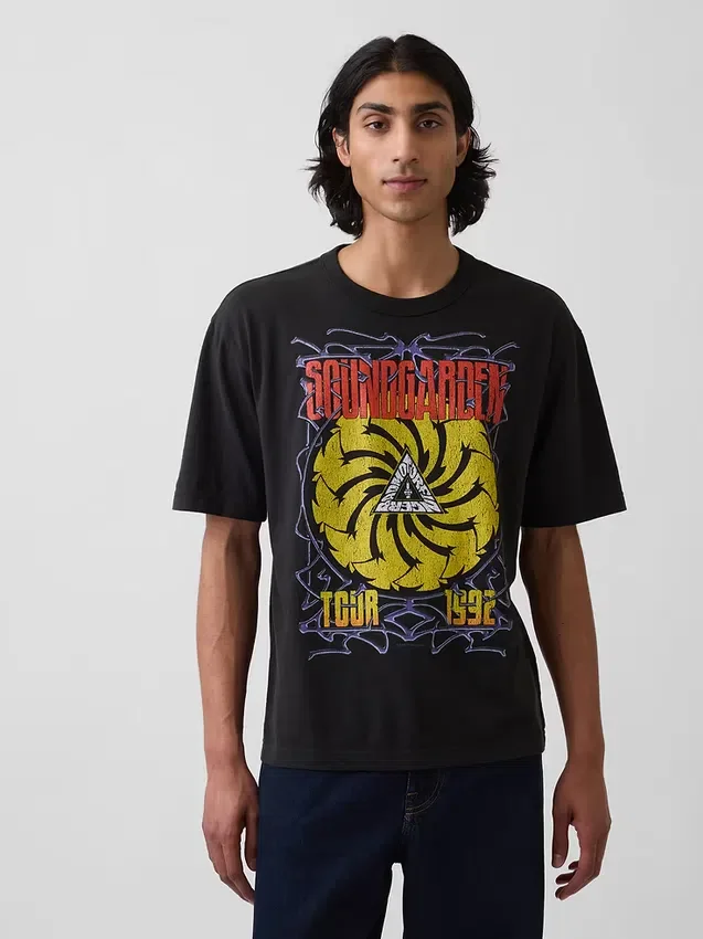 Soundgarden Ağır Pamuklu Kısaltılmış Grafik Tişört