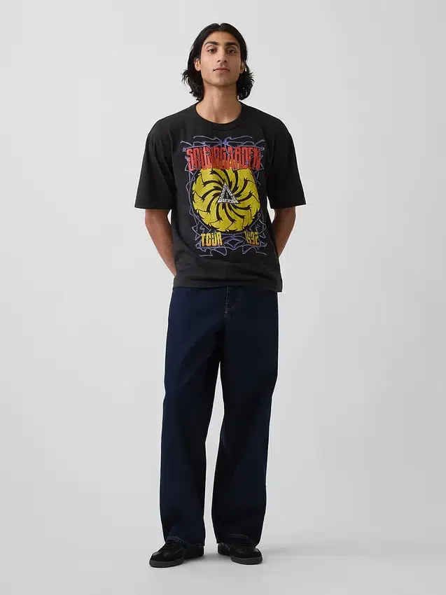 Soundgarden Ağır Pamuklu Kısaltılmış Grafik Tişört