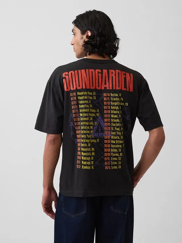 Soundgarden Ağır Pamuklu Kısaltılmış Grafik Tişört