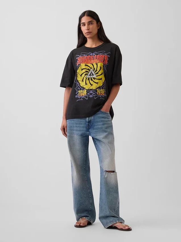 Soundgarden Ağır Pamuklu Kısaltılmış Grafik Tişört