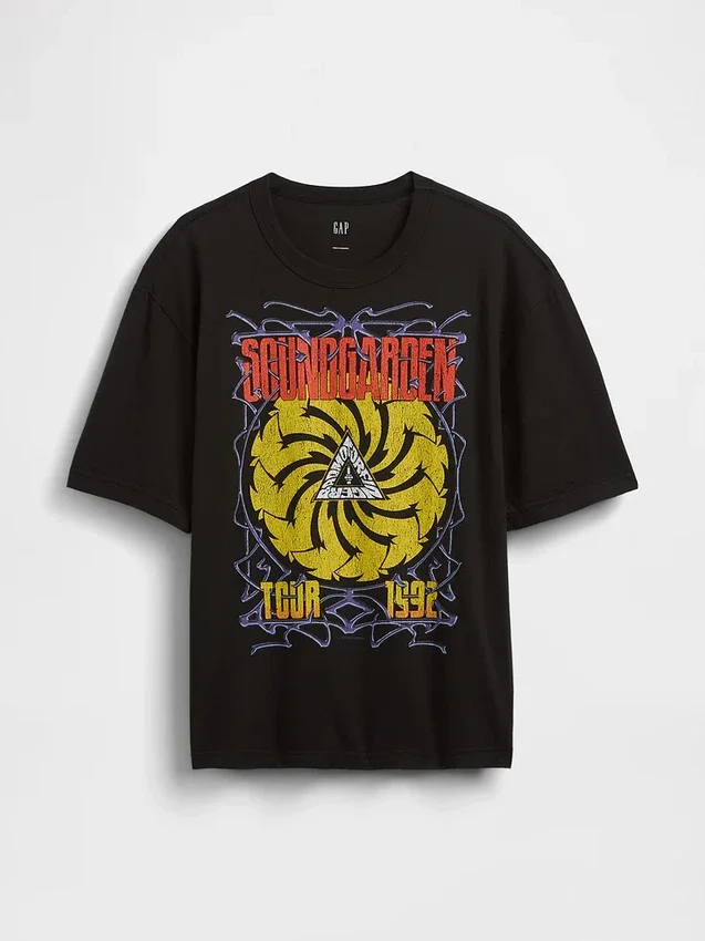 Soundgarden Ağır Pamuklu Kısaltılmış Grafik Tişört