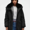 Suni Kürk Süslemeli Midi Puffer Ceket
