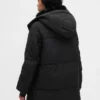 Suni Kürk Süslemeli Midi Puffer Ceket
