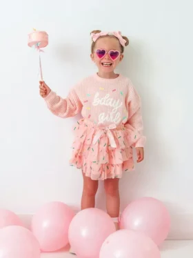 Sweet Wink Doğum Günü Kız Çocuk Sprinkle Örgü Kazak