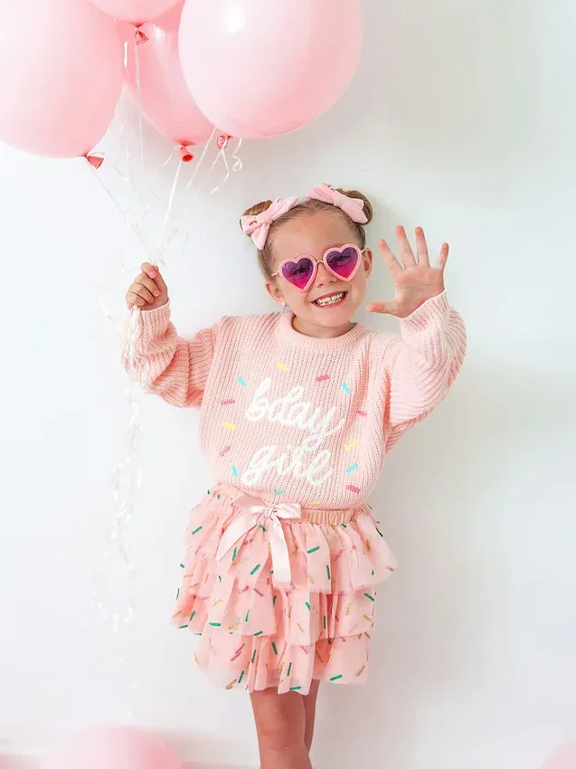 Sweet Wink Doğum Günü Kız Çocuk Sprinkle Örgü Kazak