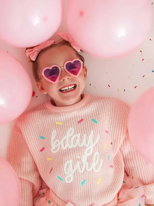 Sweet Wink Doğum Günü Kız Çocuk Sprinkle Örgü Kazak