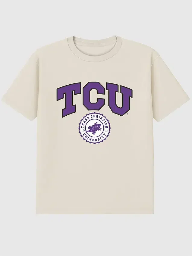TCU Texas Christian Üniversitesi Kolej Arması Koyu Renkli Grafik Tişört