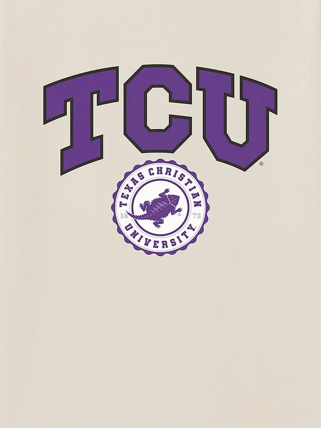 TCU Texas Christian Üniversitesi Kolej Arması Koyu Renkli Grafik Tişört