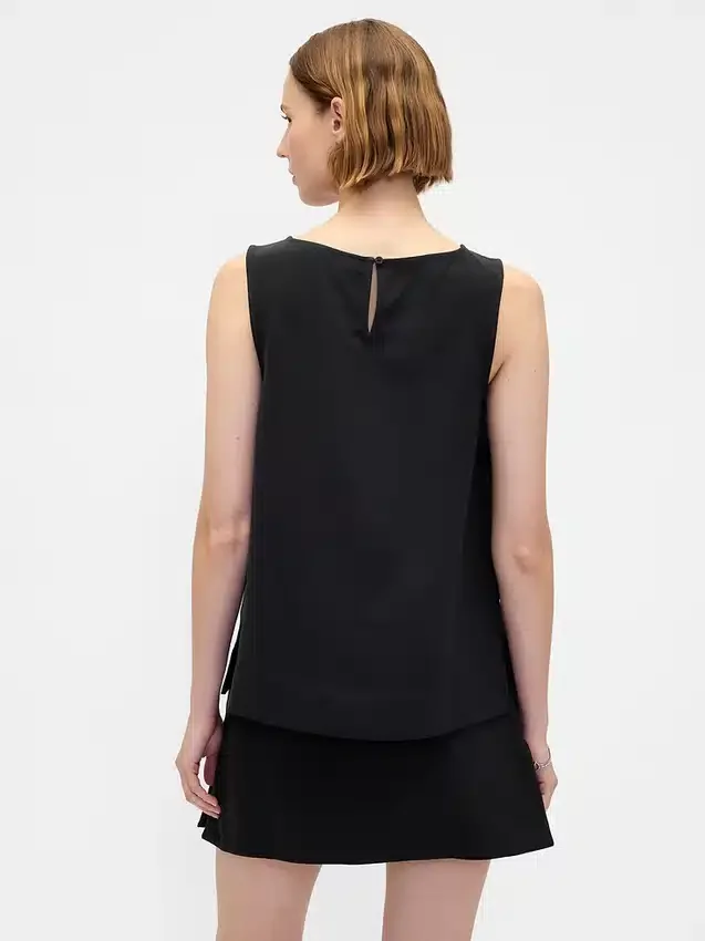 Tekne Yaka Şeffaf Tank Top