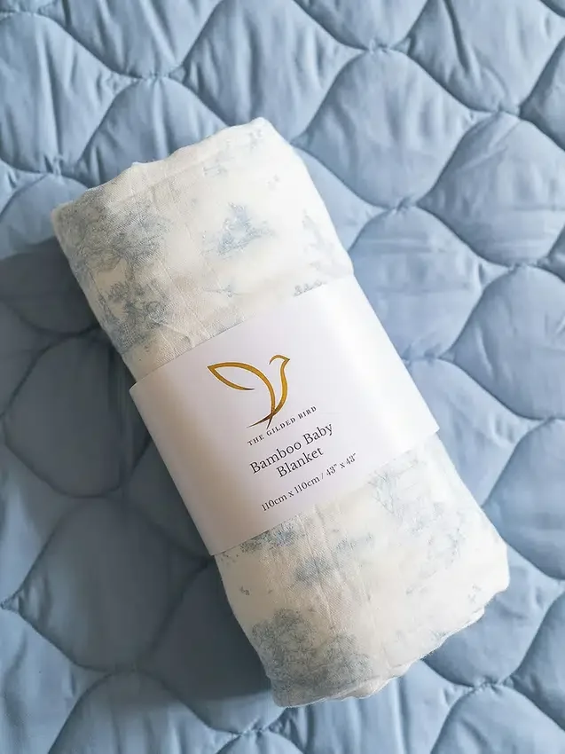 The Gilded Bird İlkbahar Toile Desenli Bambu Bebek Battaniyesi