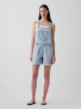 Ultra Yumuşak Denim Bol Kesim Kısa Tulum