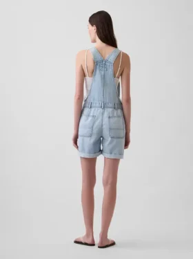 Ultra Yumuşak Denim Bol Kesim Kısa Tulum