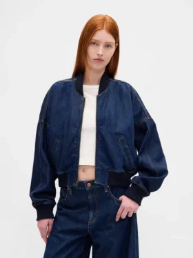 Ultra Yumuşak Denim Bomber Ceket