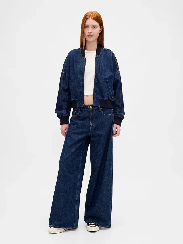 Ultra Yumuşak Denim Bomber Ceket