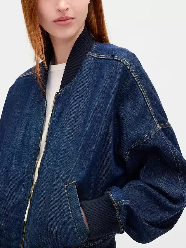 Ultra Yumuşak Denim Bomber Ceket