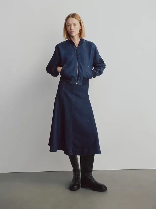 Ultra Yumuşak Denim Bomber Ceket