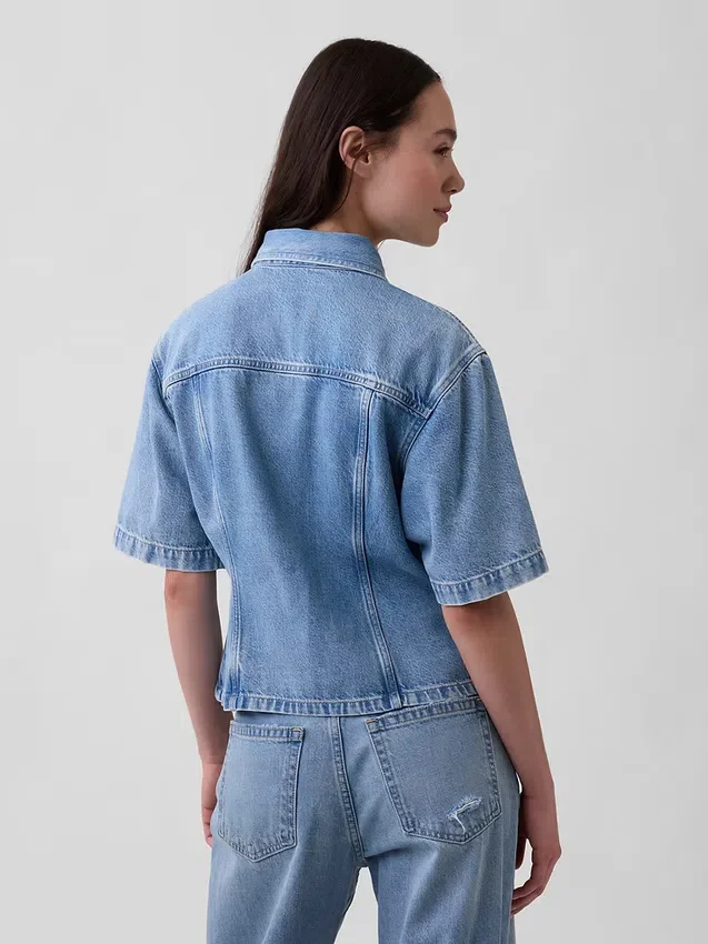 Ultra Yumuşak Denim Cepli Gömlek