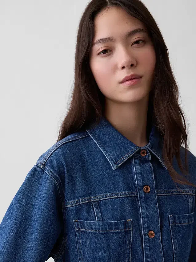 Ultra Yumuşak Denim Cepli Gömlek
