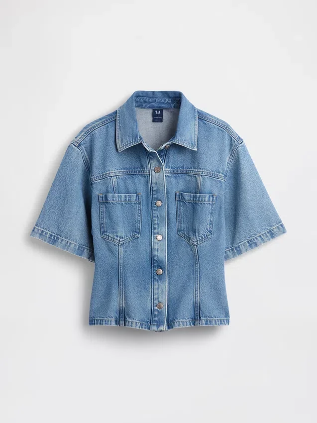 Ultra Yumuşak Denim Cepli Gömlek