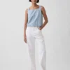Ultra Yumuşak Denim Çizgili Kısa Şortlu Tank Top