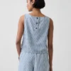 Ultra Yumuşak Denim Çizgili Kısa Şortlu Tank Top