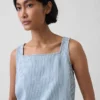 Ultra Yumuşak Denim Çizgili Kısa Şortlu Tank Top
