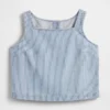 Ultra Yumuşak Denim Çizgili Kısa Şortlu Tank Top