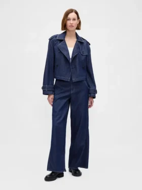 Ultra Yumuşak Denim Kısa Trençkot