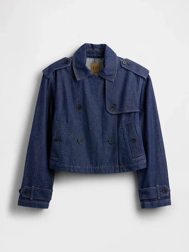 Ultra Yumuşak Denim Kısa Trençkot