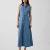Ultra Yumuşak Denim Maxi Gömlek Elbise