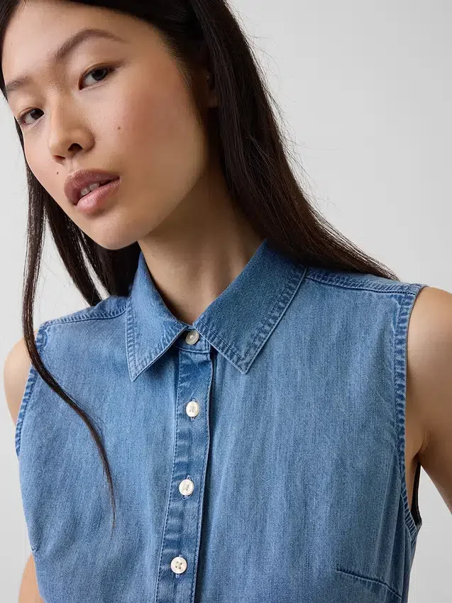 Ultra Yumuşak Denim Maxi Gömlek Elbise