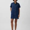 Ultra Yumuşak Denim Mini Gömlek Elbise