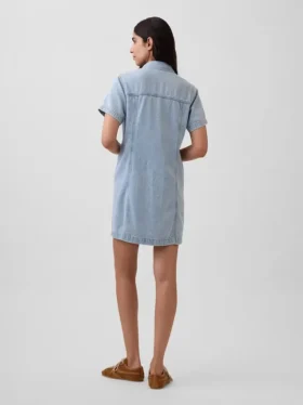 Ultra Yumuşak Denim Mini Gömlek Elbise