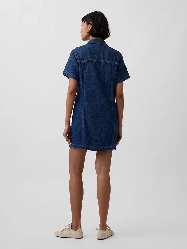 Ultra Yumuşak Denim Mini Gömlek Elbise