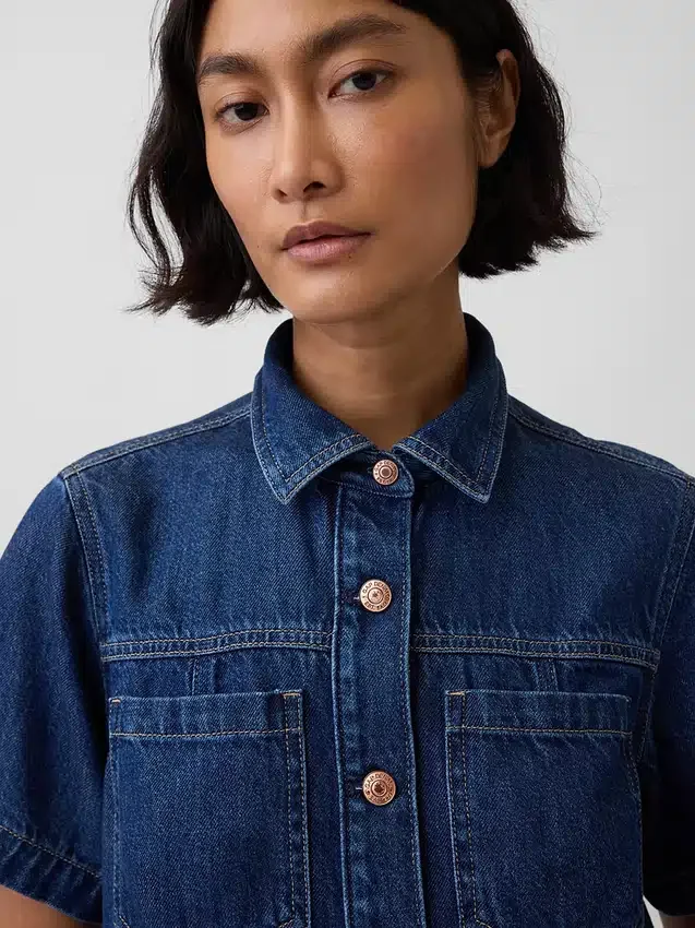 Ultra Yumuşak Denim Mini Gömlek Elbise