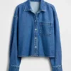 Ultra Yumuşak Denim Oversized Düz Etekli Kısa Gömlek