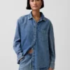Ultra Yumuşak Denim Oversized Gömlek