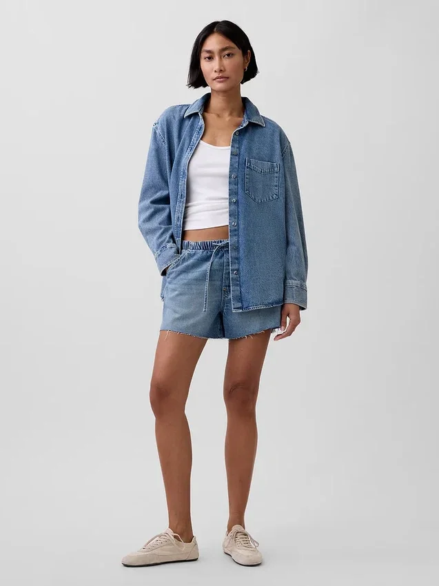 Ultra Yumuşak Denim Oversized Gömlek