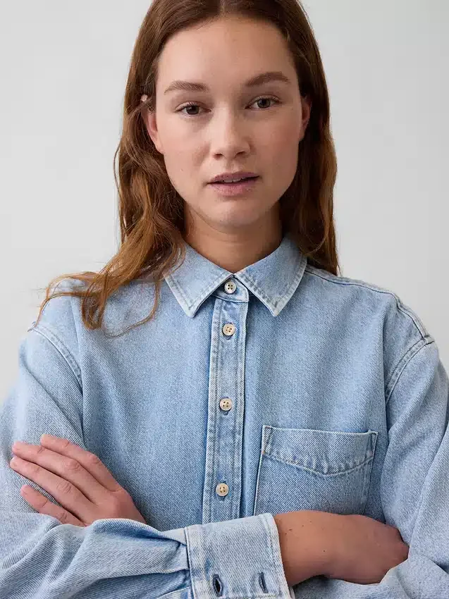 Ultra Yumuşak Denim Oversized Gömlek