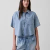 Ultra Yumuşak Denim Oversized Kamp Gömleği