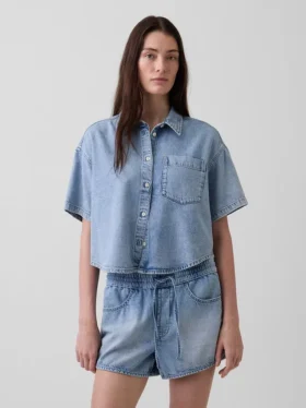 Ultra Yumuşak Denim Oversized Kamp Gömleği