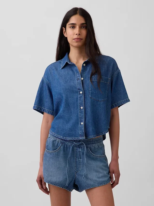 Ultra Yumuşak Denim Oversized Kamp Gömleği