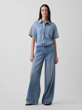 Ultra Yumuşak Denim Oversized Kamp Gömleği