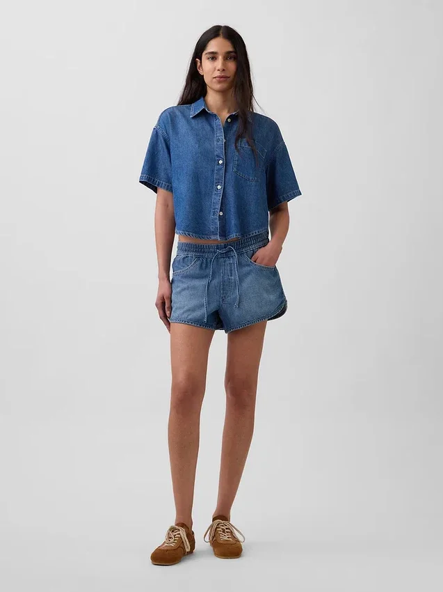 Ultra Yumuşak Denim Oversized Kamp Gömleği