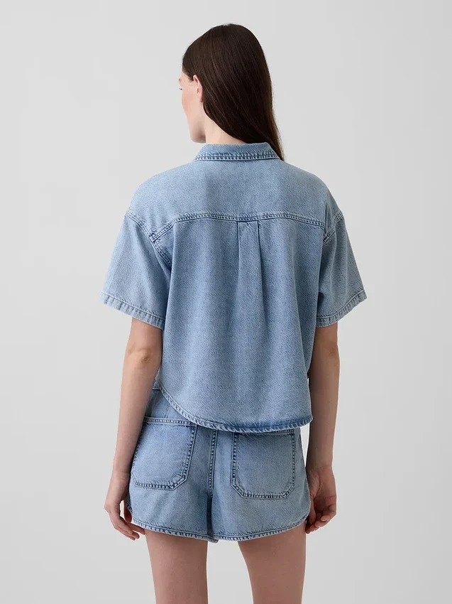 Ultra Yumuşak Denim Oversized Kamp Gömleği