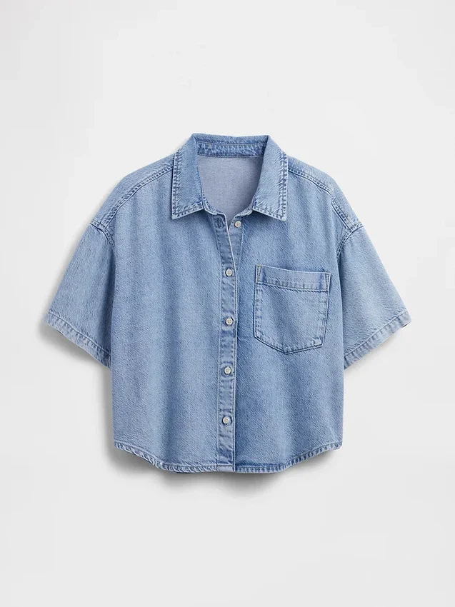 Ultra Yumuşak Denim Oversized Kamp Gömleği