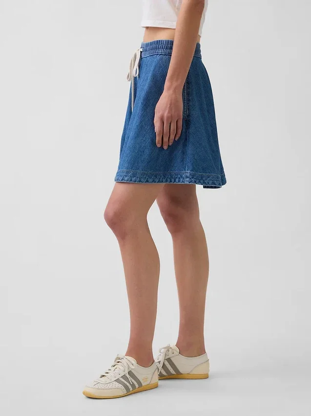 Ultra Yumuşak Denim Rahat Mini Etek