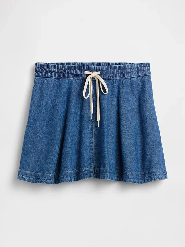 Ultra Yumuşak Denim Rahat Mini Etek
